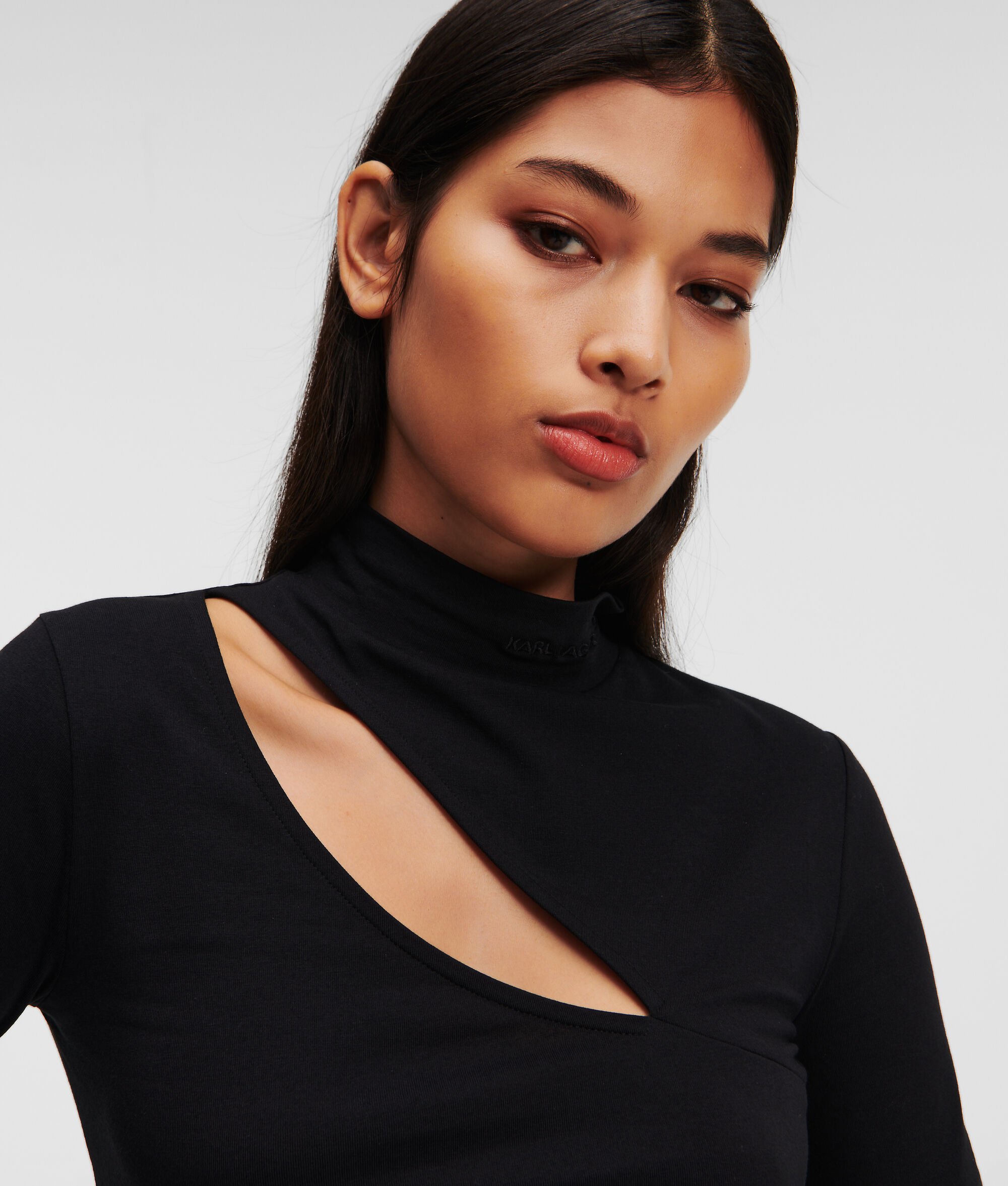 (image for) Green Cut-Out Polo Neck Top